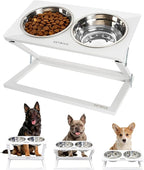 Elevated Dog Bowl, Adjustable Height and Tilt Angle Dog Bowl Stand | Precisely Adjust Height And Tilt Angle, Easy To Clean, Equipped With 2 Stainless Steel Food Bowls, Sturdy And Durable.