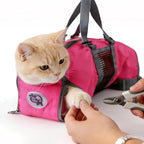 Cinf Cat Nail Clipping Cleaning Grooming Restraint Bag No Scratching Biting for Bathing Nail Trimming Injecting Examining(Rose Red,M)