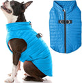 Gooby Puffer Vest Dog Jacket - Blue, Small - Ultra Thin Zip Up Wind Breaker with Dual D Ring Leash - Water Resistant Small Dog Sweater Coat - Dog Clothes for Small Dogs Boy or Medium Dogs, (15")
