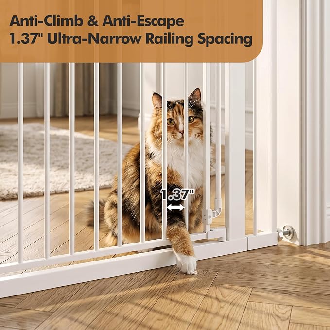 51-inch Extra Tall Pet Gate for Cats & Dogs,White | Fits widths of 31.5-42.5“,Extra Tall Design, Pressure/Screw mounted, Suitable for stairs and doorways