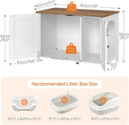 HOOBRO Litter Box Enclosure, Cat Litter Box Furniture with Removable Divider, Hidden Litter Box Furniture, Wooden Cat House, End Side Table, 31" L x 17.5" W x 19.7" H, White and Walnut WH03MW01G2