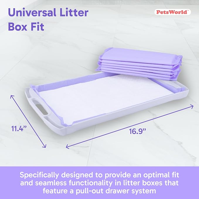 PetsWorld Universal Fit Cat Pad Refills for Litter Box, Fresh Scent, Odor Control, Pack of 100