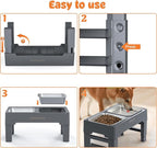 URPOWER Raised Dog Bowls 4 Height Adjustable Elevated Bowl Stand | Stainless Steel Water Bowl Non-Slip Dog Food Bowls Stand for Small Medium Large Dogs and Pets