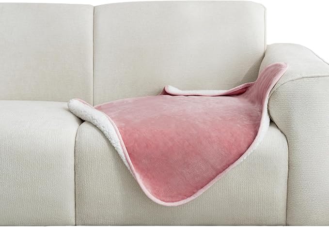 gogobunny Waterproof Pet Blanket for Small Dogs and Cats, Reversible Sherpa Fleece Soft Plush Throw for Couch Protection, Washable Furniture Protector (Pink, 30x30 inches)
