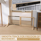 YOCAN Adjustable Wide Dog Gate for Doors, Hallways & Stairs – 19.7" Tall, 23.6–45.3" Expandable Freestanding Pet Safety Gate, No Drill Pressure Mounted Wood & Metal Frame (Black/Natural)