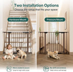 InnoTruth 29.6-39.1 in Wide Baby Gate for Stairs and Doorways, Brown | Indoor Metal Dog Gate for Pets, Auto Close 2 Way Swing Walk Through Door, Double Lock & Y-Bolts, Pressure or Hardware Mount