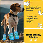 Dog Shoes for Small Dogs, Dog Boots & Paw Protectors for Hot Pavement Winter Snow Hiking, Anti-Slip Dog Booties for Hardwood Floor Blue Size 2
