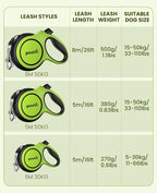 Pecute 16.4ft Retractable Dog Leash with 1.6ft Chew Proof Steel Cable | For Power Chewers & Pullers, Heavy Duty Locking for Medium/Large Dogs 33lbs-110lbs, Anti-Tangle & Poop Bag Holder Included