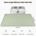 Silicone Cat Litter Mat for Litter Box 57”x40” Large Cat Mat, Green | Waterproof, Non-Slip, Leak-Proof Rug Mat with Lip, Easy to Clean, Extra Large Litter Catcher Mat for Floor