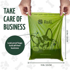 Reli. Biodegradable Dog Poop Bags Rolls (600 Pack, 40 Rolls) | 9"x13" Oxodegradable | Large Dog Poop Bags | Unscented, Leak Proof for Doggie/Pet Waste | Green Eco-Friendly | w/Leash Clip Holder