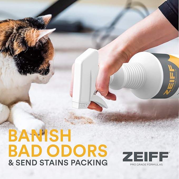 Zeiff Pet Stain and Odor Remover - Pet Odor Eliminator for Home and Professional Use - Carpet Stain Remover - Pet Urine Enzyme Cleaner for Dog and Cat Pee, Feces, and Fluids - 32 oz