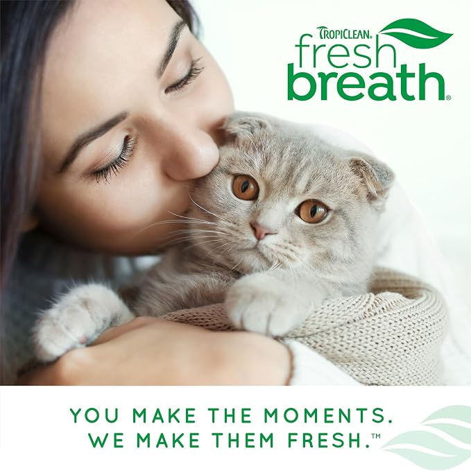 TropiClean Fresh Breath Cat Toothbrush and Toothpaste Kit, Easy Dental Care