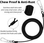 jenico Dog Tie Out Cable: 15ft Dog Lead for Yard - Heavy Duty Chain Leash Outside for Small Large Dogs Up to 500 lbs - Outdoor Runner Tether (Black)