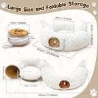 OurWarm Cat Tunnel Bed for Indoor Cats, Soft Plush Cat Donut Tunnel with 11 Pcs Interactive Toys & Washable Mat, Round Peekaboo Pet Cave Play Tunnel Under Christmas Tree for Kitten Rabbit
