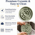 Ceramic Slow Feeder Dog Bowl 1.5 Cup Puzzle Dish for Small Medium Dogs | Glazed ceramic maze bowl with 1.5-cup capacity for dry or wet food, sized for small and medium dogs