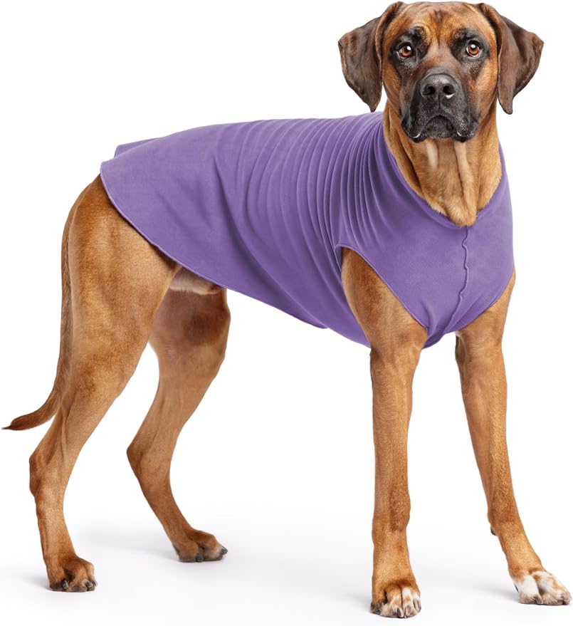Goldpaw Stretch Fleece Dog Sweater - with Spandex for 4-Way Stretch - Soft, Comfortable Dog Coat - Machine Washable - Made in the USA - Lavender - Size 26