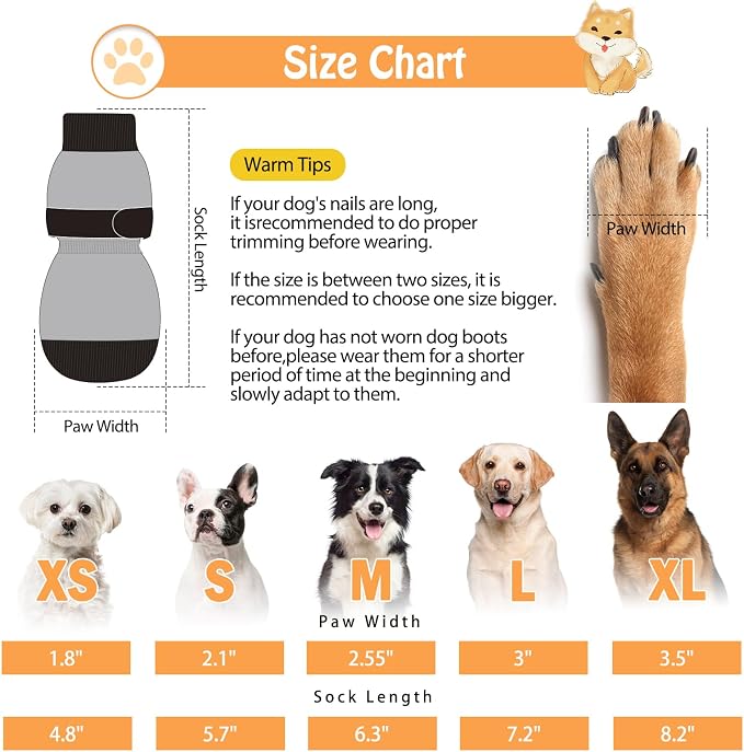 SCENEREAL Anti Slip Dog Sock to Prevent Licking Paws for Hardwood Floors, Boots & Paw Protector Shoes for Hot/Cold Pavement with Grippers, Double Sides Grips for Small Medium Large Senior Dogs
