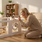 JEKO&JEKO Clear Acrylic Dog Playpen Indoor, Transparent Pet Play Pen for Puppies, Small Dogs, Cats & Rabbits, Easy Assemble Plastic Dog Fence, Easy to Clean (White, 8 Panels)