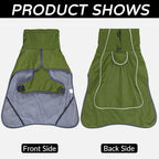 Waterproof Dog Raincoat, Windproof Rain Jacket with Velvet Lining for Windy Weather, Breathable Full-Body Coverage Dry Suit with Reflective Strips for Medium Dog (Green, M)