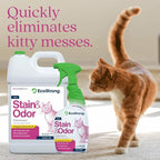 Eco Strong Cat Stain and Odor Remover| Enzyme Urine Odor Neutralizer - Stain Remover for Carpet, Litter Boxes, Bedding, and Laundry [160 Fl Oz Bundle]