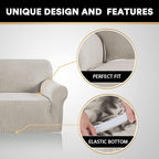 Stretch Sofa Cover Slipcover 1-Piece, Spandex Jacquard Fabric Universal Couch Cover for 3 Cushion, Washable Non Slip Sofa Cover, Pet Friendly (Large Sofa 90"-100",Island Fossi)