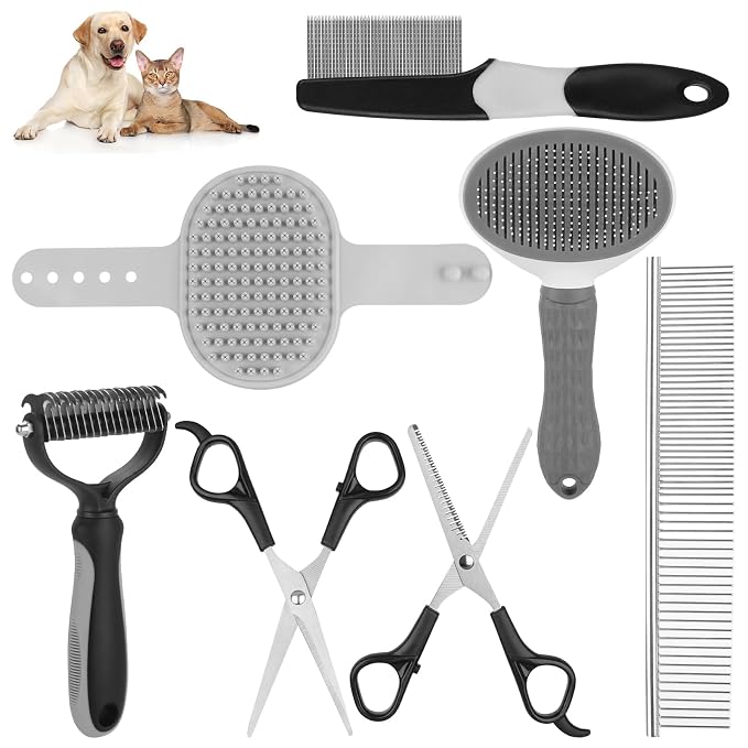 Pet Grooming Kit – Shedding Slicker Brush & Bath Massage Tool for Dogs, Cats, Puppies & Rabbits | Gentle, Easy-Clean Design for Healthy Coats & Relaxing Grooming