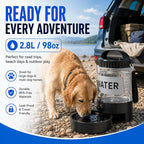 Portable Dog Water Bottle with Travel Bowl, 98 oz/2.8 L, Black | 2-in-1 portable dog water bottle with pull-out bowl; BPA-free plastic, silicone seal, wide mouth and grip for hikes or travel