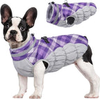 FUAMEY Dog Cold Weather Coats Reflective Dog Warm Jacket with Harness | Fleece Winter Coat for Medium Dogs Snow Puffer Vests with Zipper Reflective Turtleneck Jackets for Winter Purple Plaid M