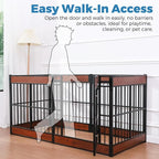 Dog Playpen, 35.4" Height Dog Pen Indoor, Heavy Duty, Safe and Sturdy, Furniture Style Puppy Pen (12 Panels (35.4" High), Mahogany)