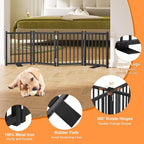 Snughome 2 Pack Short Dog Gate Indoor, 16" High Freestanding Small Dog Gates with Support Feet, Expand Up to 48’’ Wide Foldable Pet Gate for Doorway, 8 Panel Pet Door Pet Fence for Puppy, Black