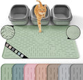 XL Cat Litter Mat, 37.5x25.2 Silicone Trapping Mat Sage Green | for Kitty Litter Box, Easy Clean, BPA Free Rubber, Center Litter Collection, Easy Pour-Back, Waterproof, Odor-Resistant