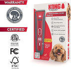 Kong 2-Speed Cordless-Corded Dog Clipper Kit – Stainless Steel Blade, Waterproof, LED Spotlight, Use-While-Charging, 6 Guide Combs, Ergonomic Handle – Red/Gray, Medium Coat Types