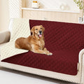Smiry Waterproof Reversible Pet Couch Covers for Dogs | Pet Friendly, Soft Fabric, Washable Sofa Furniture Protector for Dogs Cat Kids, Checkered (68"x82", Wine Red/Beige)