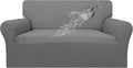 Easy-Going 100% Waterproof Loveseat Couch Cover Stretch Jacquard Sofa Cover | Dual Waterproof Sofa Slipcover, Leakproof Furniture Protector for Kids, Pets, Dog and Cat (Loveseat, Grey)