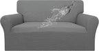 Easy-Going 100% Waterproof Oversized Loveseat Cover, Couch Cover for Sofa | Dual Waterproof Sofa Cover, Stretch Jacquard Sofa Slipcover, Leakproof Furniture Protector for Kids Pets Dog, Grey