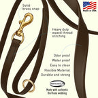 Viper Biothane K9 Working Dog Leash Waterproof Lead for Tracking Training Schutzhund Odor-Proof Long Line with Solid Brass Snap for Puppy Medium and Large Dogs 6ft, Dark Chocolate Brown