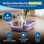 KittyGohere Senior Cat Litter Box Small with Scoop, Storybook Lavender | Open Top Low Entrance Kitty Litter Box With With Long-handle Jumbo Scoop, Lightweight & Durable Litters Box, Made in USA