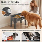 URPOWER Mess Proof Elevated Dog Bowls, Splash Guard Raised Bowl Stand | 4 Height Adjustable Raised Stand with 2 Stainless Steel Food Bowls & Licking Plate for Small, Medium & Large Dogs