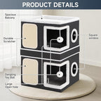 Shikha 2 Story Cat House beds for Indoor Cats with Scratch Pads Black | 2 in 1 Dual Use Double Cat Bed Cave for Multiple Pets Kitten, Elevated Perch for a Wide View, All Season Reversible Cushion