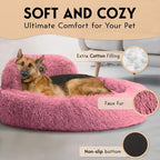 PetJett XL Dog Beds for Large Sized Dog - 45'' Extra Large Dog Bed, Anti-Slip & Washable Super Soft Round Donut Bed, Fluffy Faux Fur Anti-Anxiety Premium Comfort Pet Bed, Fits Dogs up to 120 lbs