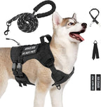 No Pull Tactical Dog Harness Medium Sized Dog, Service Dog Vest, M, Black | Tactical Dog Vest Harness and Leash Set, Adjustable Military Service Dog Harness with Handle for Medium Large Dogs