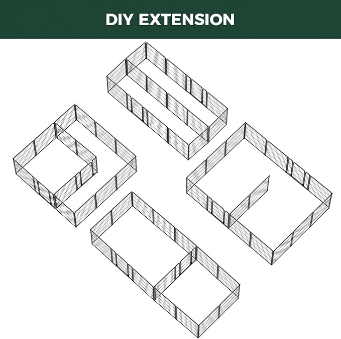 FXW Homeplus Indoor Dog Playpen with Divider Connectors, 32" H, 16 Panels | Calm Indoor Play Area, Two-Zone Layout, For Small & Medium Dogs, Patented