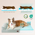 EHEYCIGA Extra Large Dog Bed Othorpedic, Memory Foam XL Dog Bed with Washable Removable Cover, Waterproof Pet Sofa Couch XLarge Size Dogs with Nonskid Bottom, 44x32x6.5, Greyish Green