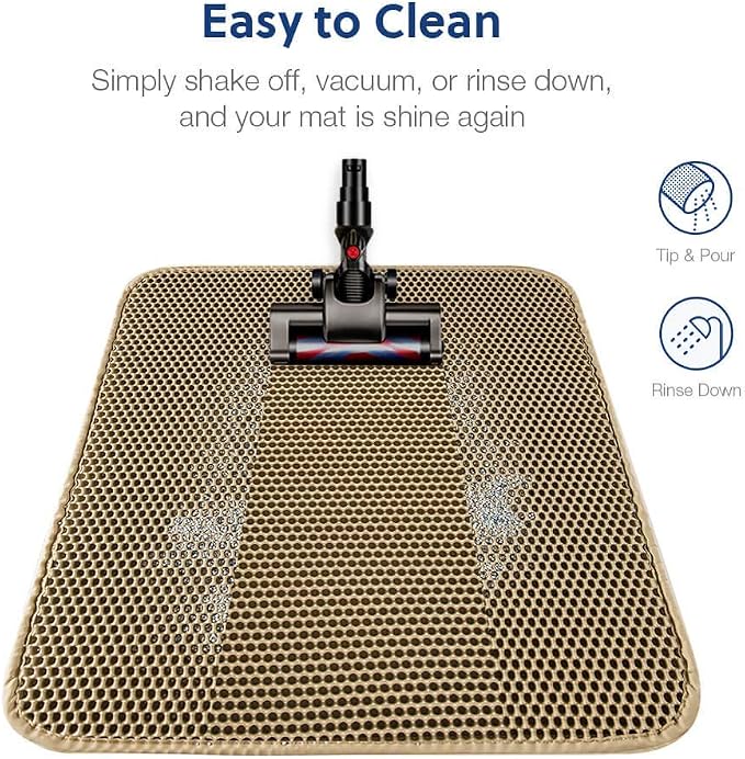 Cat Litter Mat, Kitty Litter Trapping Mat, Honeycomb Double Layer Mats, No Phthalate, Urine Waterproof, Easy Clean, Scatter Control, Catcher Litter Tray Box Rug Carpet