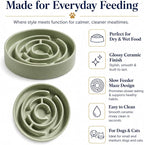 Ceramic Slow Feeder Dog Bowl 1.5 Cup Puzzle Dish for Small Medium Dogs | Glazed ceramic maze bowl with 1.5-cup capacity for dry or wet food, sized for small and medium dogs