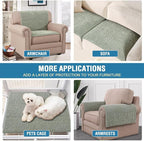 H.VERSAILTEX Plush Chenille Couch Armrest Cover 2 Packs Thick and Soft Sofa Covers Furniture Protector Cover for Pets (27.5" x 27.5", Sea Foam)