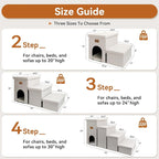 Zerbuger Dog Stairs with Storage, Beige 3 Steps Dog Ramp with Condo for Bed | 18" H Wider Dog Steps for High Beds Couch, Folding Storage Pet Stairs Gift for Climbing Small/Medium/Large Old Dogs Cats