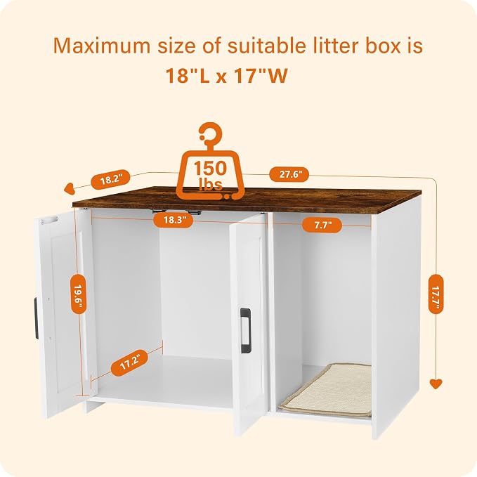 DWANTON Litter Box Enclosure, Wooden Cat Washroom Indoor, 27.6", 107WVV