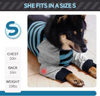 FUAMEY Dog Recovery Sleeve with Elbow Protector, Blue Stripes, 3XL | Stop Licking Joints, Comfortable, Soft Pads,Long Sleeve Suit, Protecting Front Leg Arm Wounds, Cover Skin Conditions
