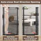 Fairy Baby 51.1" Extra Tall Pet Gate 29.5"-32.6" Wide Dog Gate for Doorways | Adjustable Auto Close Tall Cat Gate, Pressure Mounted Baby Safety Gates, 1.37" Narrow Bar Spacing Metal Gate Indoor, Black